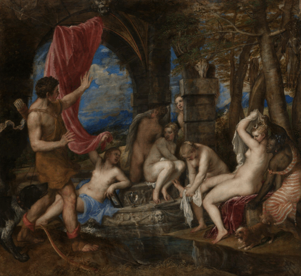 diana in art: Titian, Diana and Actaeon, 1556–1559, National Gallery, London, UK.
